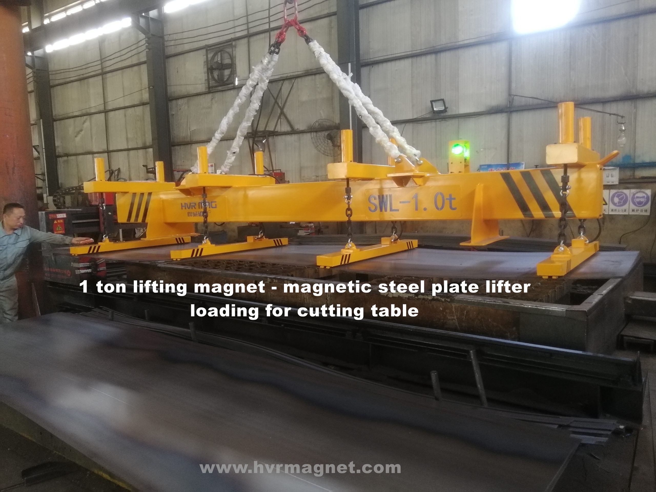 1 ton lifting magnet - magnetic steel plate lifter, loading for cutting table - HVR MAG