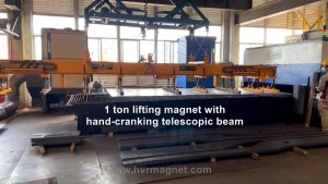 1 ton lifting magnet with hand-cranking telescopic beam - HVR MAG
