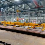 Magnetic lifting of thin steel plate with overhead hoisting crane - HVR MAG