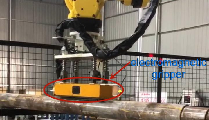 Electromagnetic Gripper for Robot Pick and Place of Round Bar