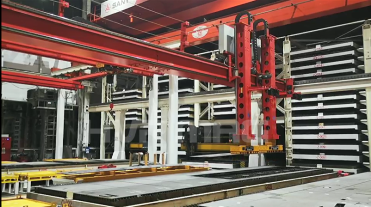 Automatic loading and sorting line in the heavy manufacturing industry