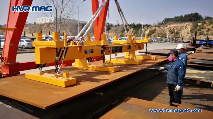 Electro permanent lifting magnets for steel plate