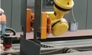 Robot Magnetic Gripper Handling Sheet Metal Part in Welding Line