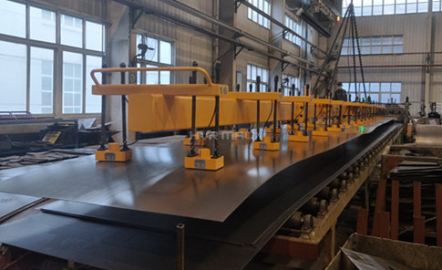 Unloading Long Steel Sheet from Decoiling Line with Magnetic Lifting System