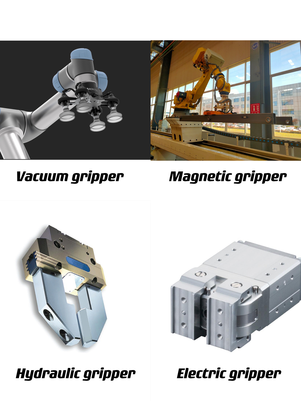 Types of grippers used in manufacturing