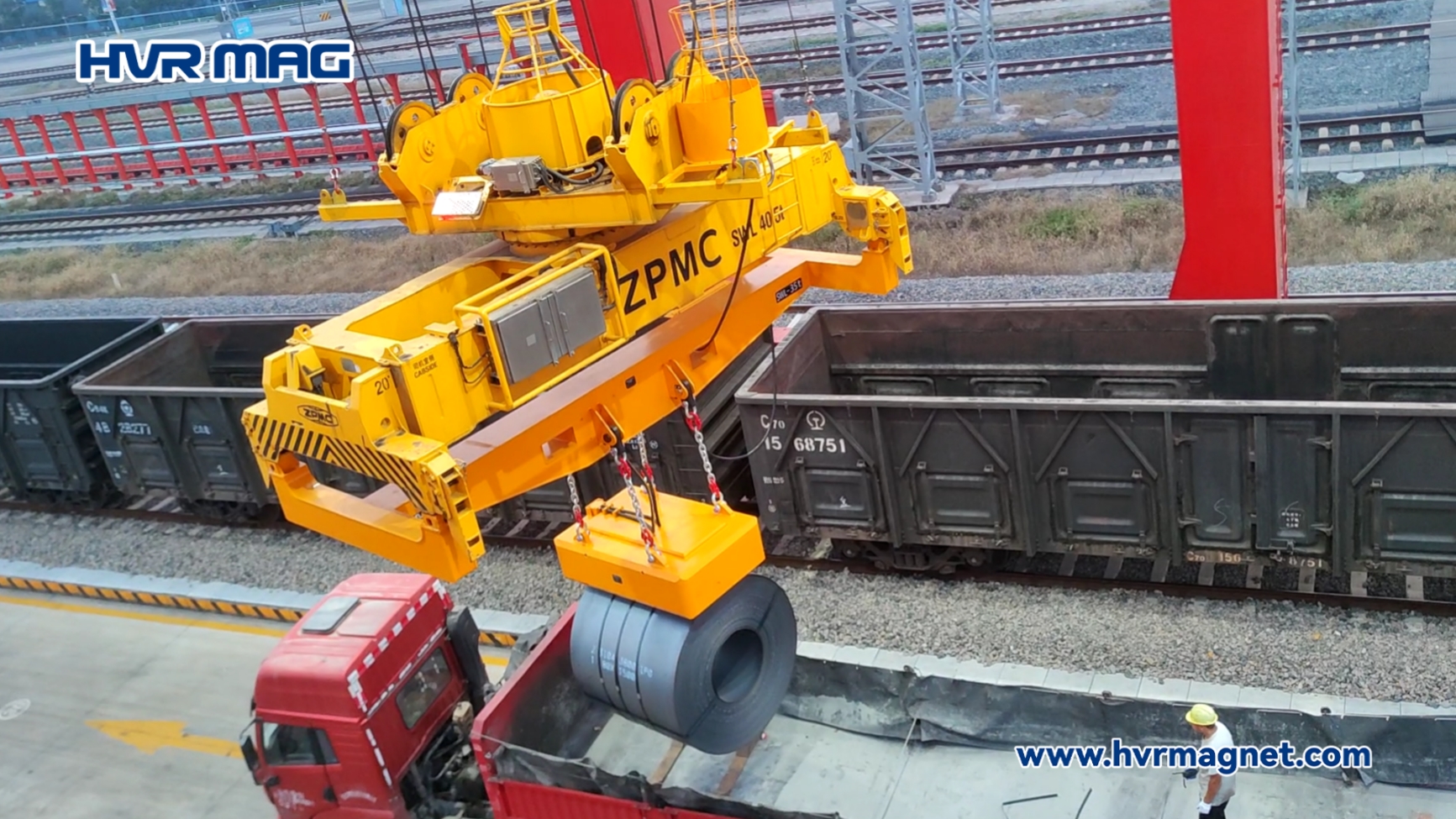 Electro Permanent Lifting Magnet for Steel Coils at Container Terminal