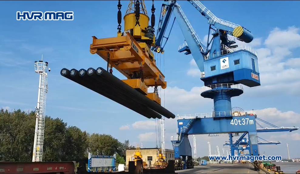 Electro Permanent Lifting Magnet on Gantry Crane in Shipping Port
