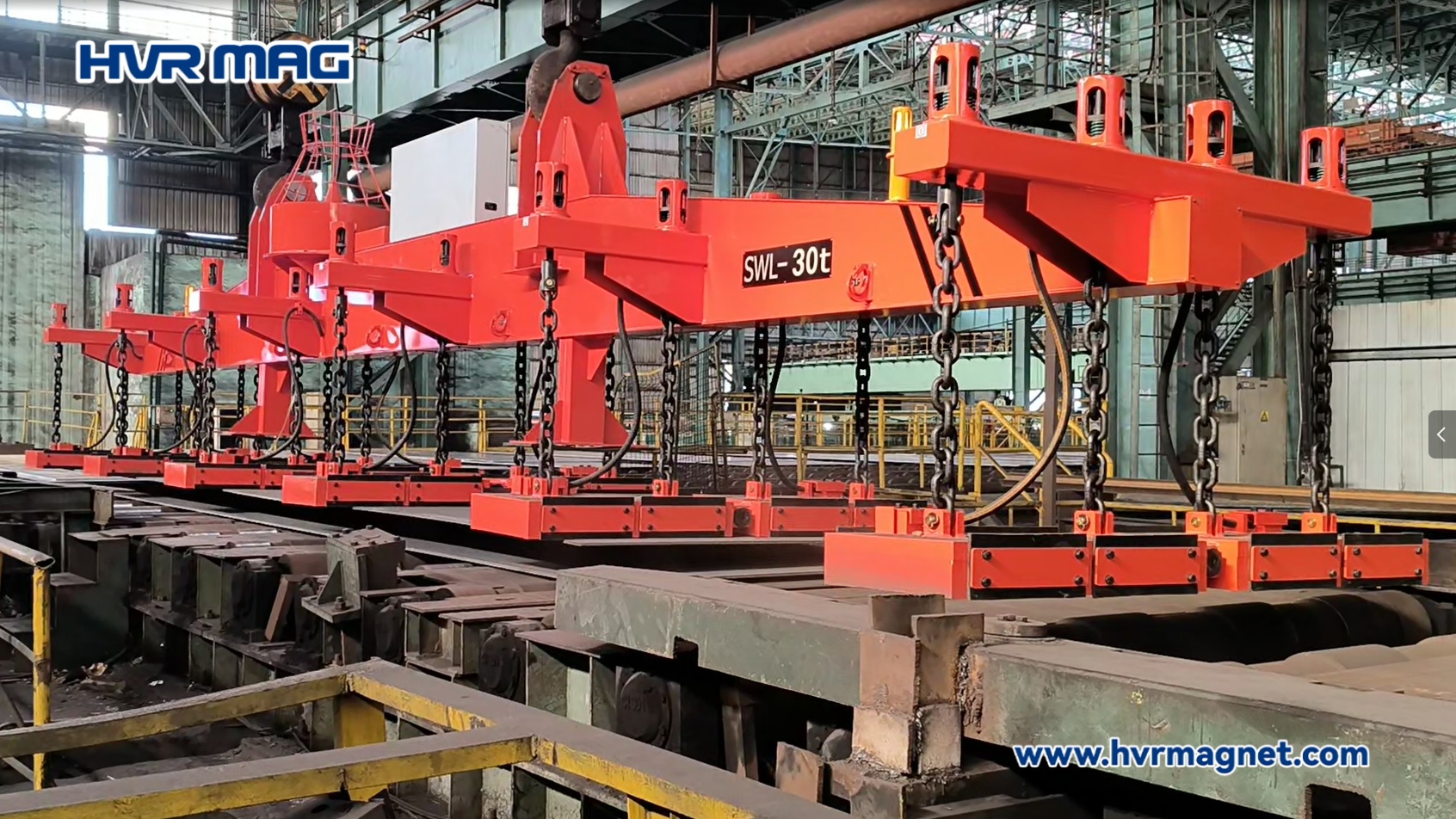 Electro Permanent Lifting Magnets for Multiple Steel Plates at Steel Plant